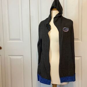 Colosseum Gray Florida Gators Hooded Cardigan Shirt Pockets Medium‎